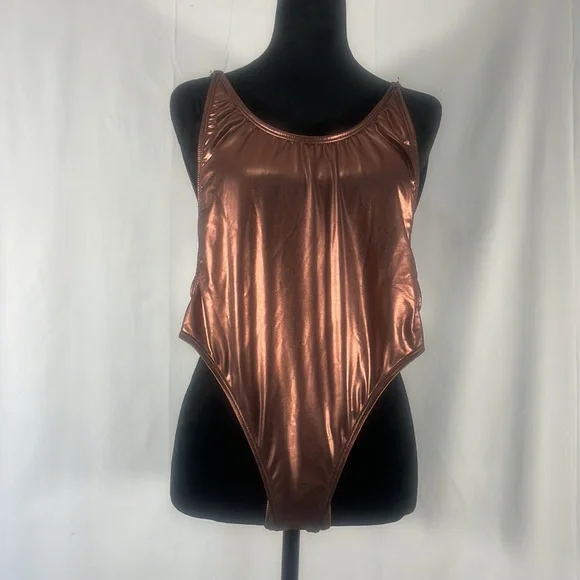 Bronze golden brown, one piece metallic swimsuit,bathing suit size small - Picture 11 of 11